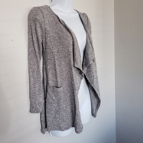 Epic Threads Grey Cardigan Ribbed Draped Front Med - Picture 3 of 4